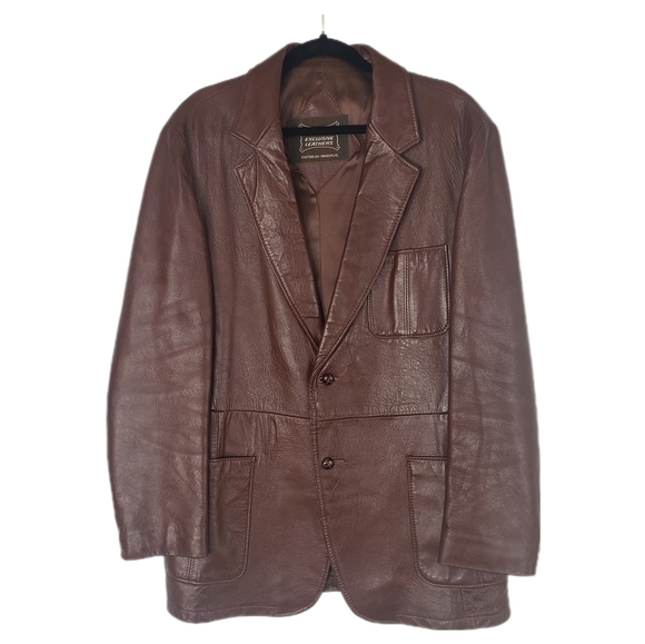 VTG Howard's Mens Leather Sport Coat Made in the USA Size 46 - Picture 1 of 12